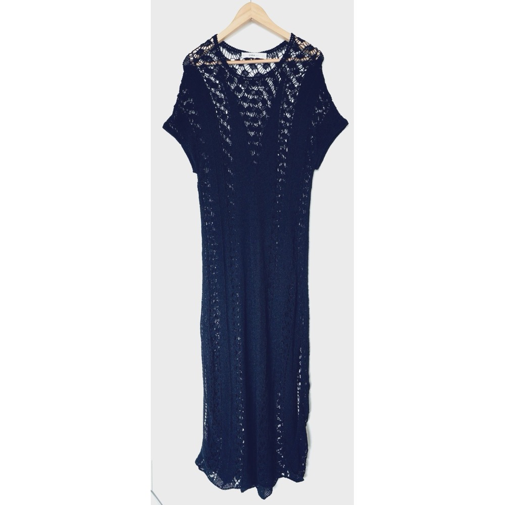 Zara | Dresses | Zara Knit Crochet Maxi Dress Size S Black Resort Boho Chic Beach Pool Vacation